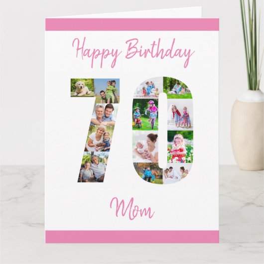 母70誕生日番号70写真コラージュ カード (正面)