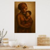 母 | アフリカの母と子の壁 ポスター (キッチン)