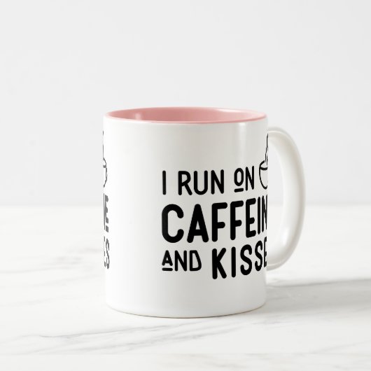 母「カフェイ走ン&キス」かわいい母マグカップ ツートーンマグカップ (正面右)