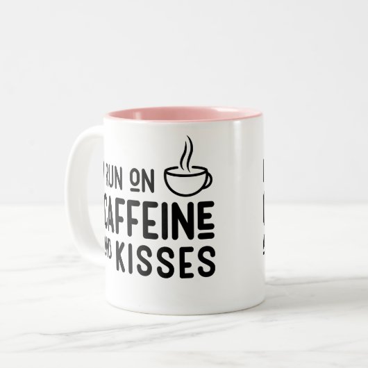 母「カフェイ走ン&キス」かわいい母マグカップ ツートーンマグカップ (正面左)