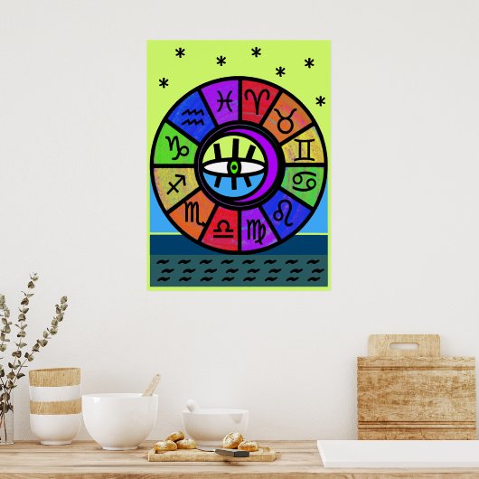 母〔占星術の〕十二宮図 ポスター (キッチン)