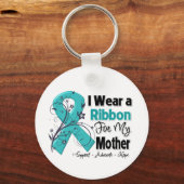 母 – 卵巣がんリボン キーホルダー (正面)