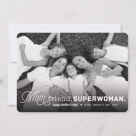 母、友すごい人、母の日の写真 カード (正面)