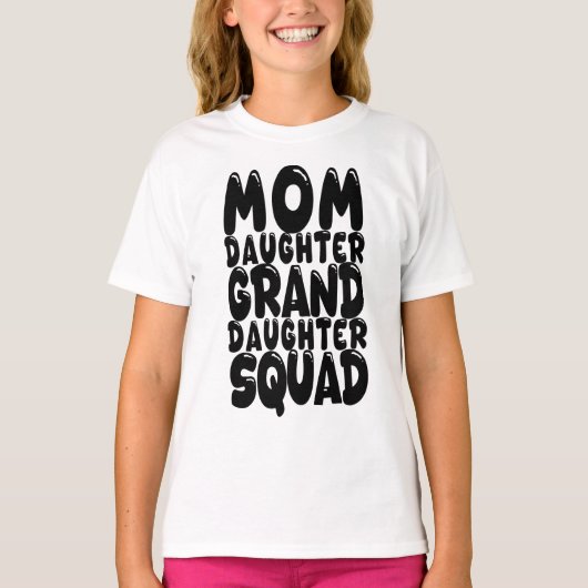 母+娘+孫娘のスカッド お揃いファミリー Tシャツ (正面)