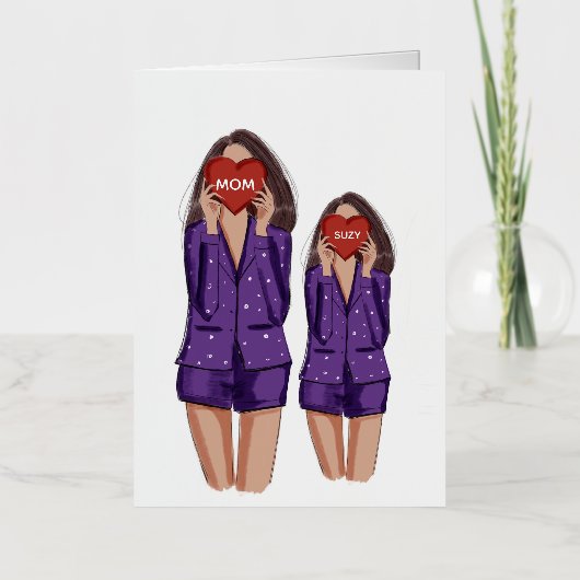 母，娘，母の日，贈り物 箔グリーティングカード (正面)