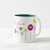 母 – 彼女のための明るい花 ツートーンマグカップ (正面右)