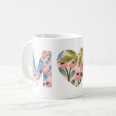 母,母の日の幸せなフローラタイポグラフィ コーヒーマグカップ (正面左)