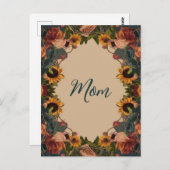 "母"母の日ひまわりエレガントヴィンテージ ポストカード (正面/裏面)