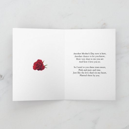 母、母の日、バラ カード (内部)