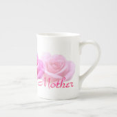 「母」淡いピンクのバラ ボーンチャイナマグカップ (右)
