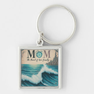 母：私たちの家族のハート- Premium Square キーホルダー