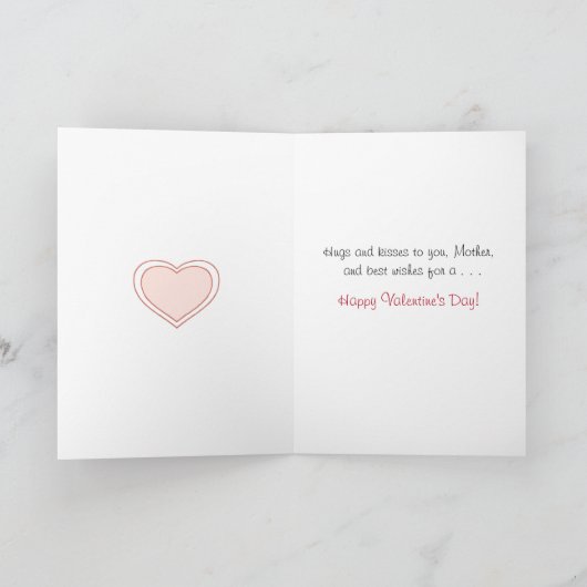 母、自転車、ピンクのウサギのためのバレンタインデー シーズンカード (内部)