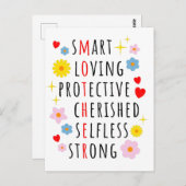 母：頭字語を作る形容詞のかわいいリスト ポストカード (正面/裏面)