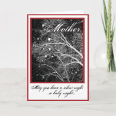 母、黒と白の宗教のクリスマス静か シーズンカード (正面)