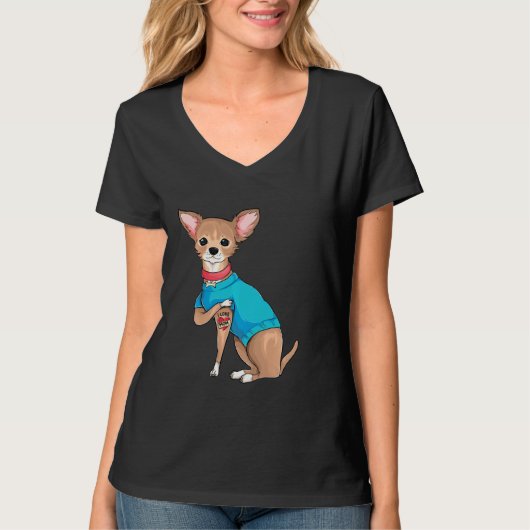 母Sデイおもしろい犬チワワ私は母タット大好き Tシャツ (正面)
