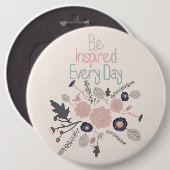 毎インスパイア日ピンク色の花である 缶バッジ (正面&裏面)