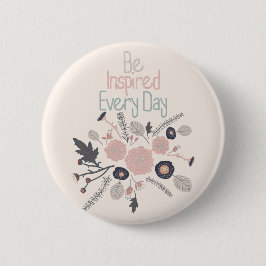 毎インスパイア日ピンク色の花である 缶バッジ