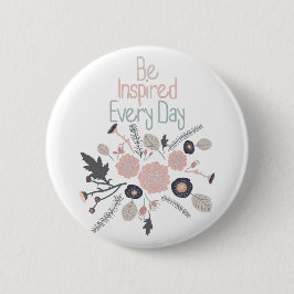 毎インスパイア日ピンク色の花である 缶バッジ