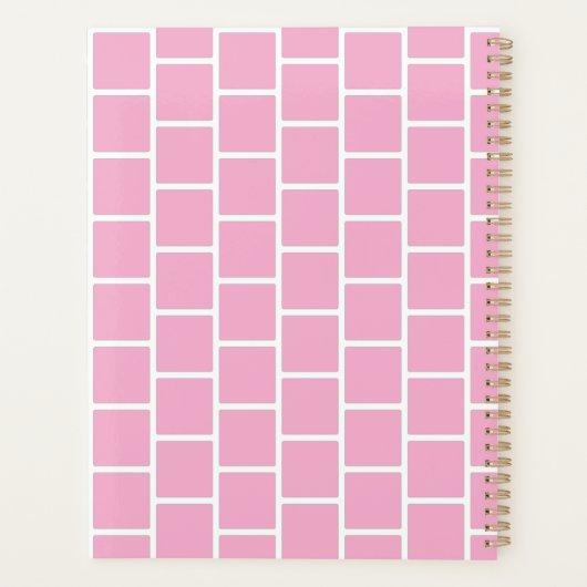 毎エレガント年市松模様に毎のピンク色の プランナー手帳 (裏面)