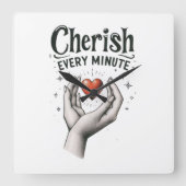 毎分を大切にする スクエア壁時計 (正面)