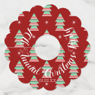 毎年のクリスマスパーティーの木ストライプ材 ワイングラスタグ