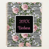 毎年のピンクのバラのパーソナライズ日付 プランナー手帳 (正面)