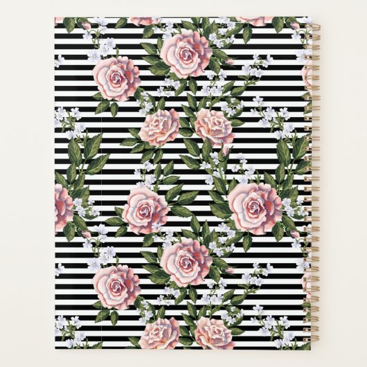 毎年のピンクのバラのパーソナライズ日付 プランナー手帳 (裏面)