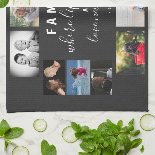 毎年の家族記念ことわざ12フォトコラージュ キッチンタオル (折り畳み)