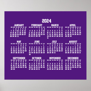 毎年の紫色のカレンダー2024ポスター ポスター