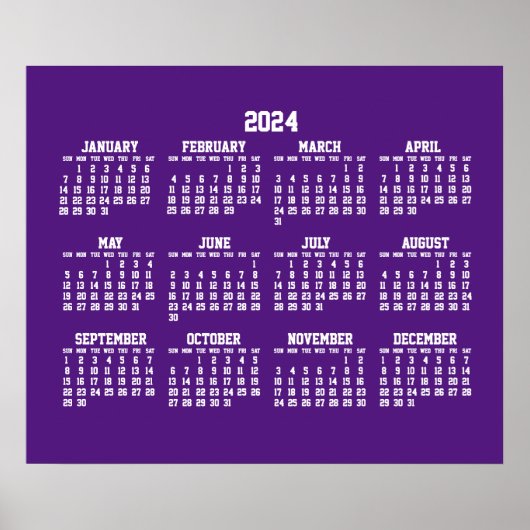 毎年の紫色のカレンダー2024ポスター ポスター (正面)