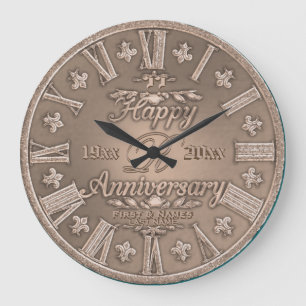 毎年の銅のルック結婚ス記念日 ラージ壁時計