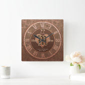 毎年ヴィンテージ銅賞記念日結婚 スクエア壁時計 (ホーム)