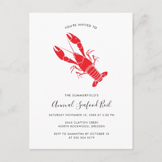 毎年夏のシーフード沸騰ファミリーパーティー インビテーションポストカード (正面)