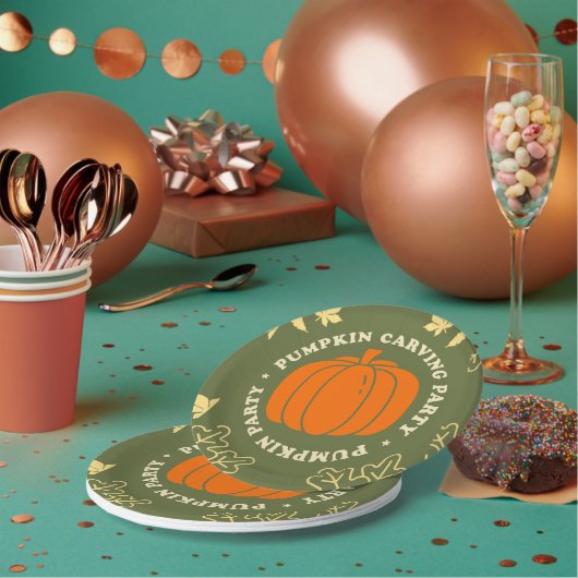 毎年恒例のカボチャ彫りおもしろいの準備!」 ペーパープレート (複数)