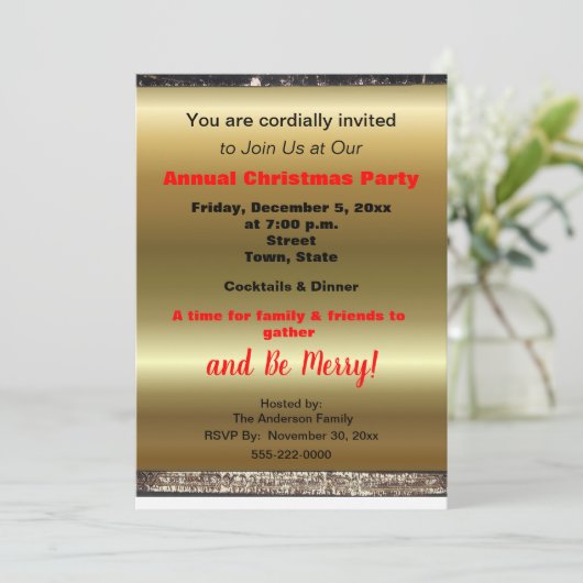 毎年恒例のクリスマスパーティーシークレットサンタ金ゴールドレッド 案内状 (スタンド正面)