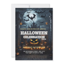 毎年恒例の家族のためのカボチャ彫りパーティー ハロウィン招待状