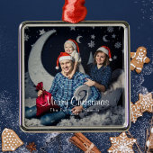 毎年恒例の家族の写真と名前メリークリスマス メタルオーナメント