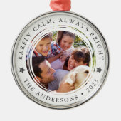 毎年恒例の家族の写真まれに落ち着いて常に明るい メタルオーナメント (正面)