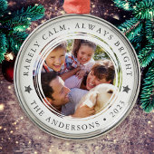毎年恒例の家族の写真まれに落ち着いて常に明るい メタルオーナメント