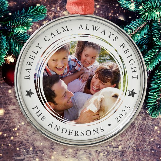 毎年恒例の家族の写真まれに落ち着いて常に明るい メタルオーナメント