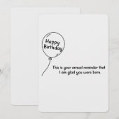 毎年恒例の誕生日お知らせおもしろデザイン 招待状 (正面/裏面)