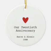 毎年結婚20周年パーソナライズされたを セラミックオーナメント (正面)
