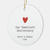 毎年結婚20周年パーソナライズされたを セラミックオーナメント (左)