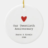 毎年結婚20周年パーソナライズされたを セラミックオーナメント (裏面)