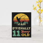 毎年11歳魚釣り11歳パーティー カード (黄色い花)