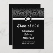 毎年~白黒ダマスク卒業 招待状 (正面/裏面)