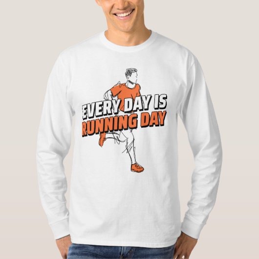 毎日がの日走-長袖シャツオレンジ Tシャツ (正面)