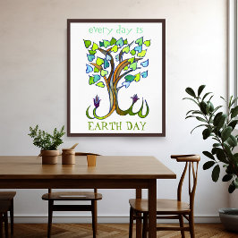 毎日がアースデイの木救のハートアート ポスター