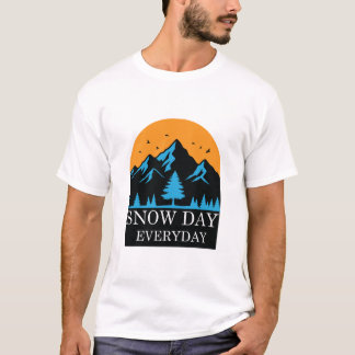 毎日がスノーデイのサンセットマウンテンウィンターTシャツ Tシャツ