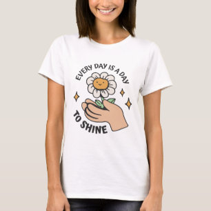 毎日がデイジーの花を手に輝く日 Tシャツ